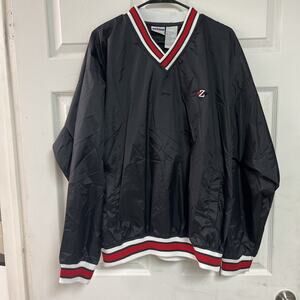 Vintage Jerzees Logo Red & Black Sweatshirt Light Jacket Windbreaker Mens Large